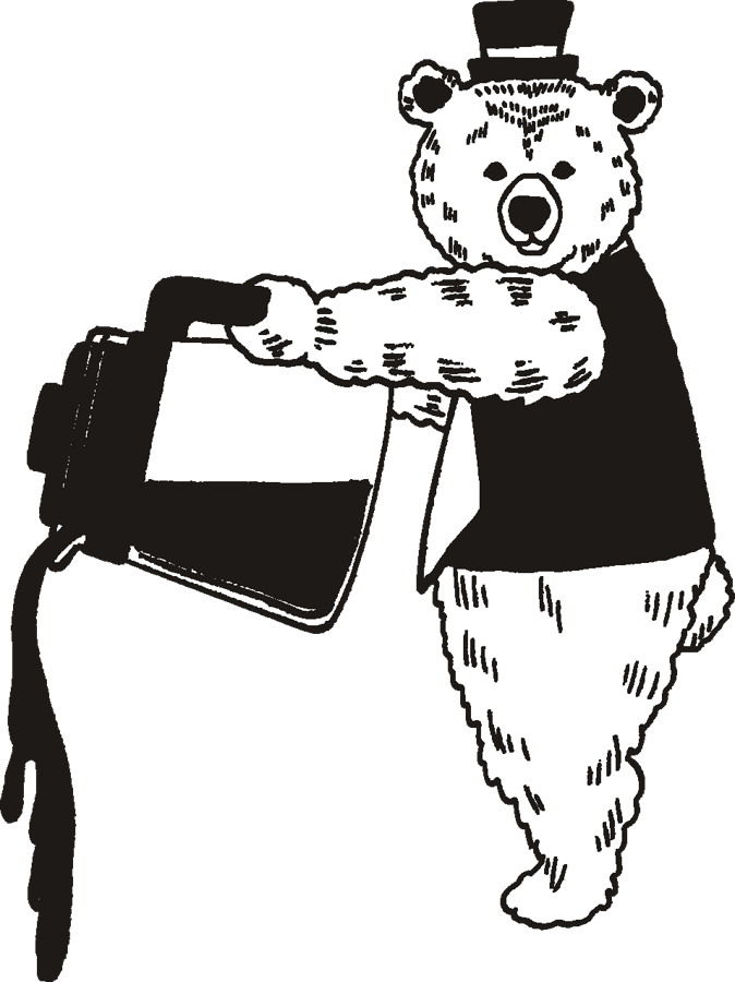 コーヒーを注ぐクマのイラスト